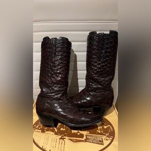 Lucchese Boots Ostrich full piping black cherry size 9E